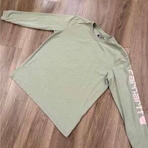 Carhartt Sage Long Sleeve Tee with Pink Logo size L